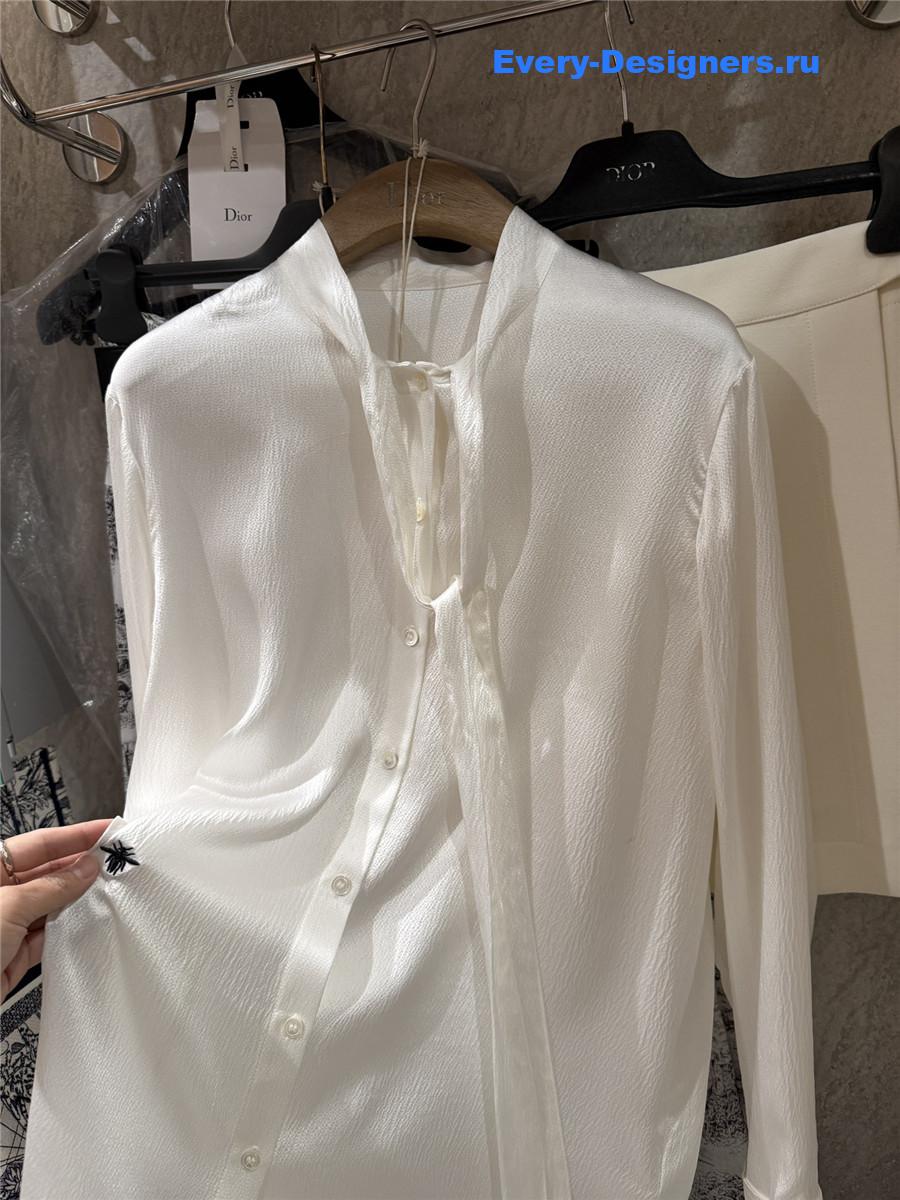 D10r cd pearl satin ribbon silk shirt