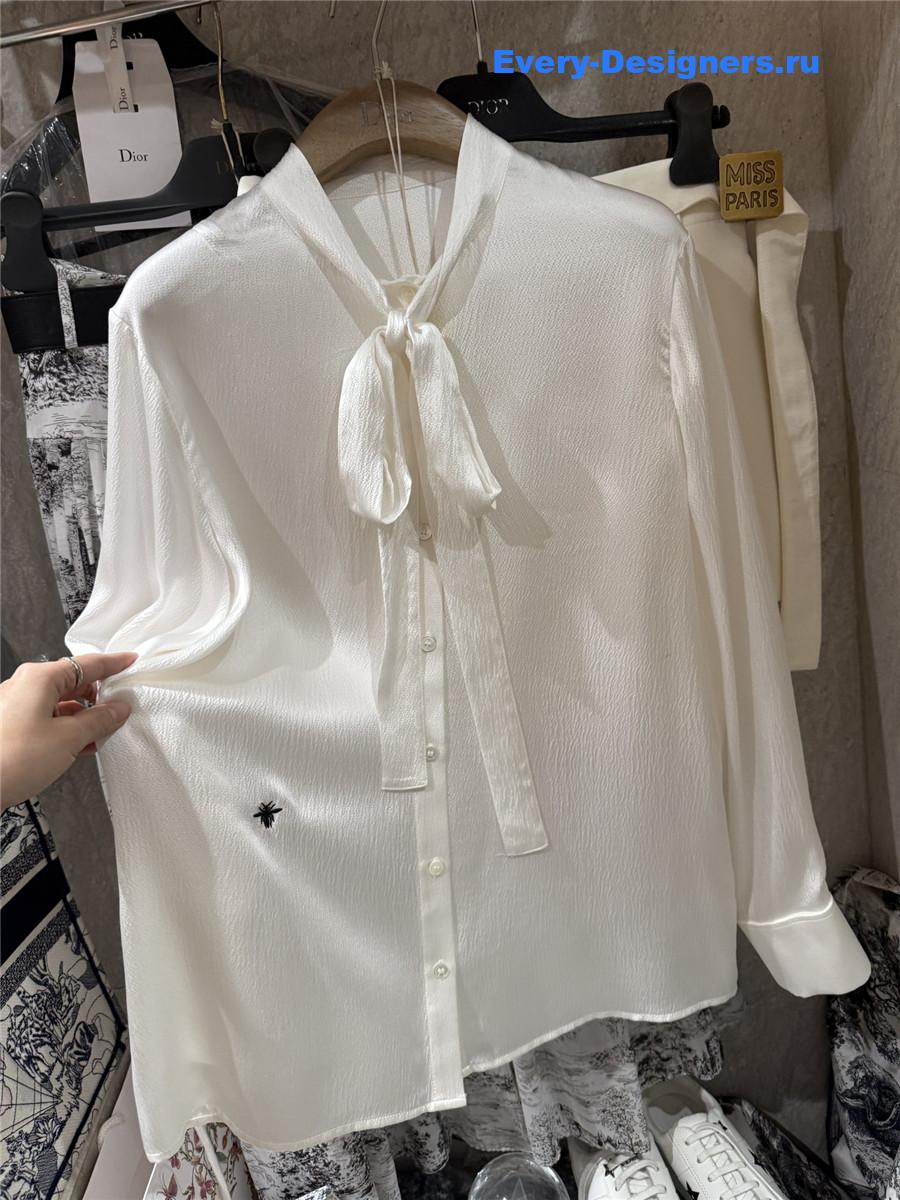 D10r cd pearl satin ribbon silk shirt