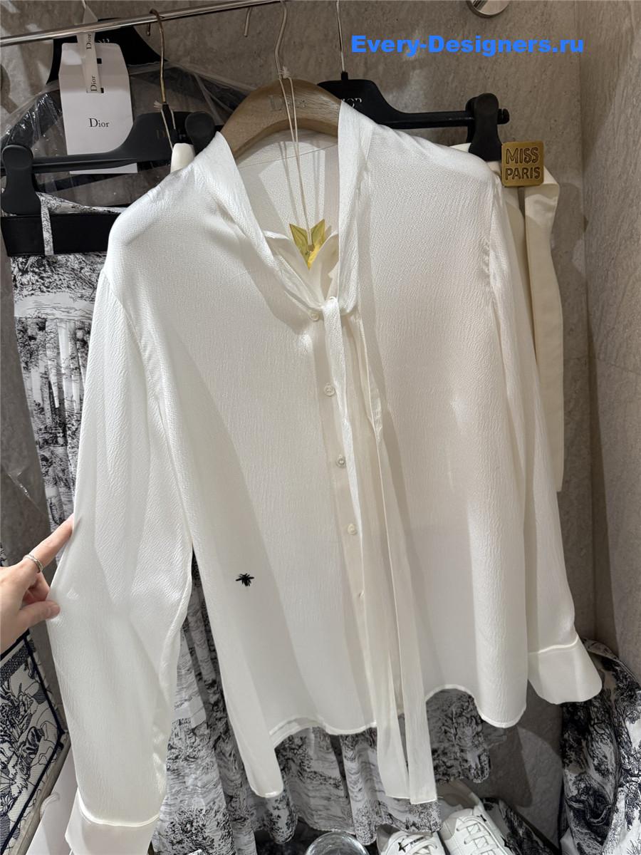 D10r cd pearl satin ribbon silk shirt