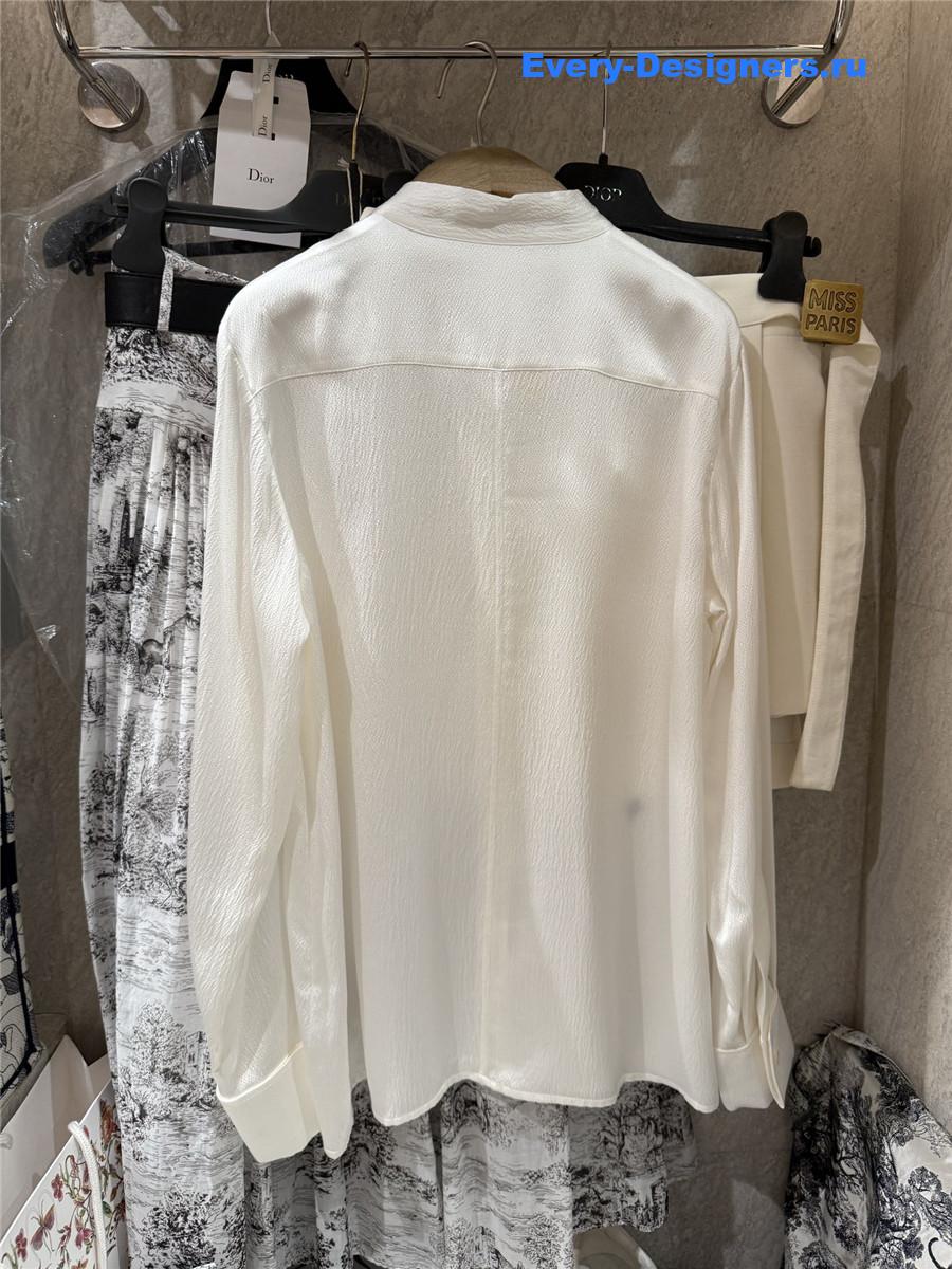 D10r cd pearl satin ribbon silk shirt