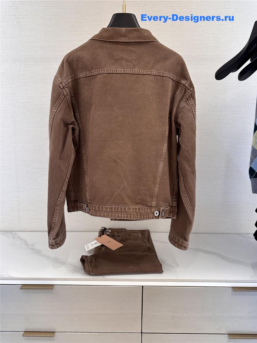Miu Miu Brown Garment-Dyed Denim Blouson