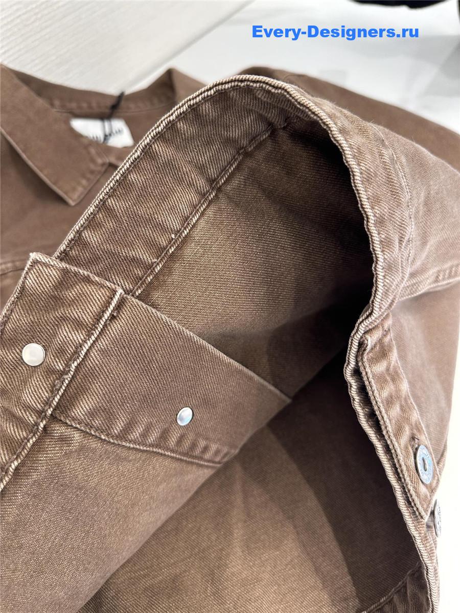 Miu Miu Brown Garment-Dyed Denim Blouson