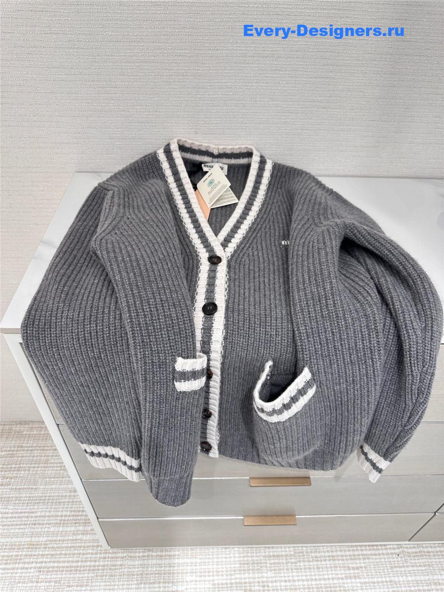 Miu Miu Wool Cashmere Grey Cardigan