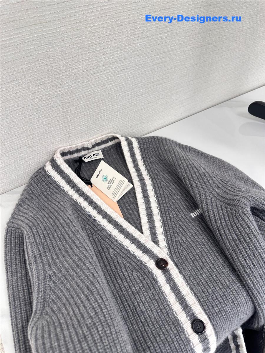 Miu Miu Wool Cashmere Grey Cardigan