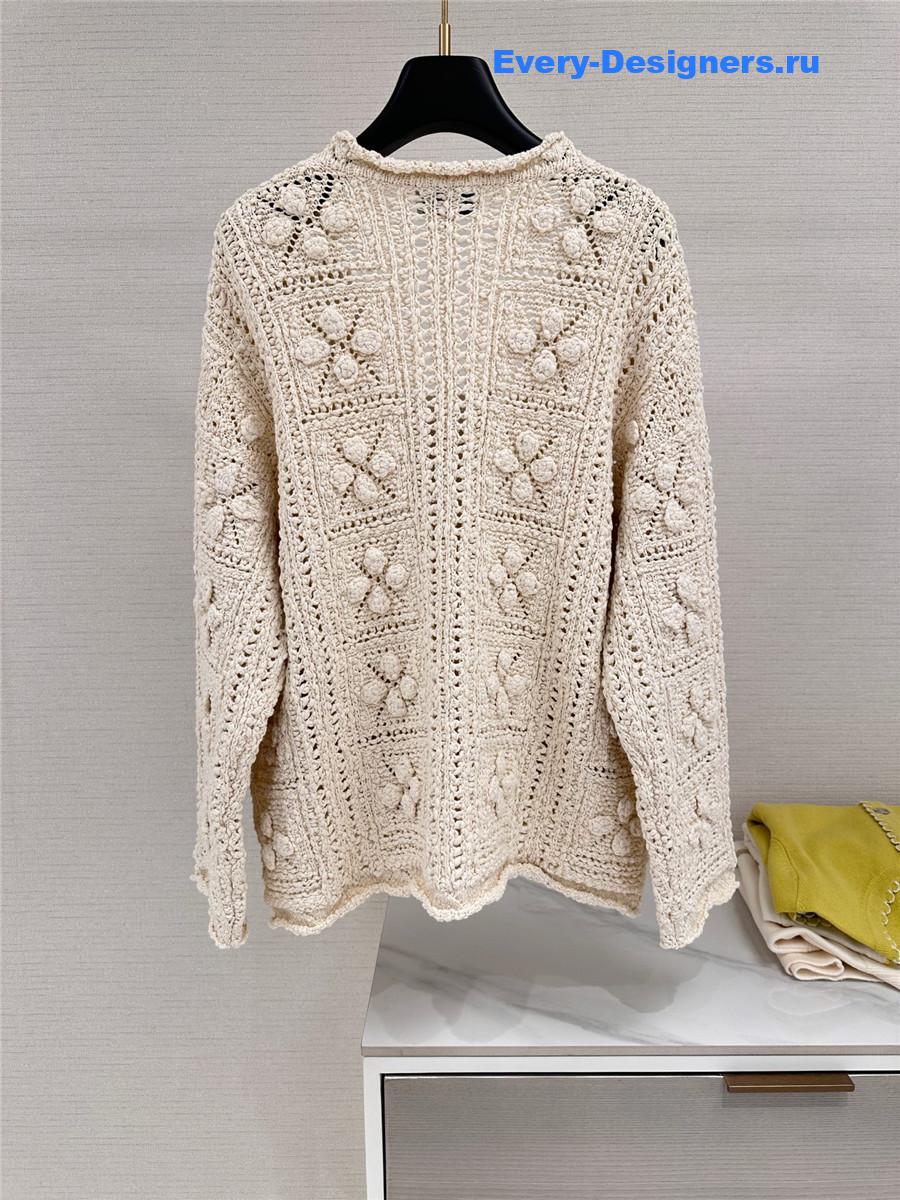 Ch**el white v-neck cutout cardigan