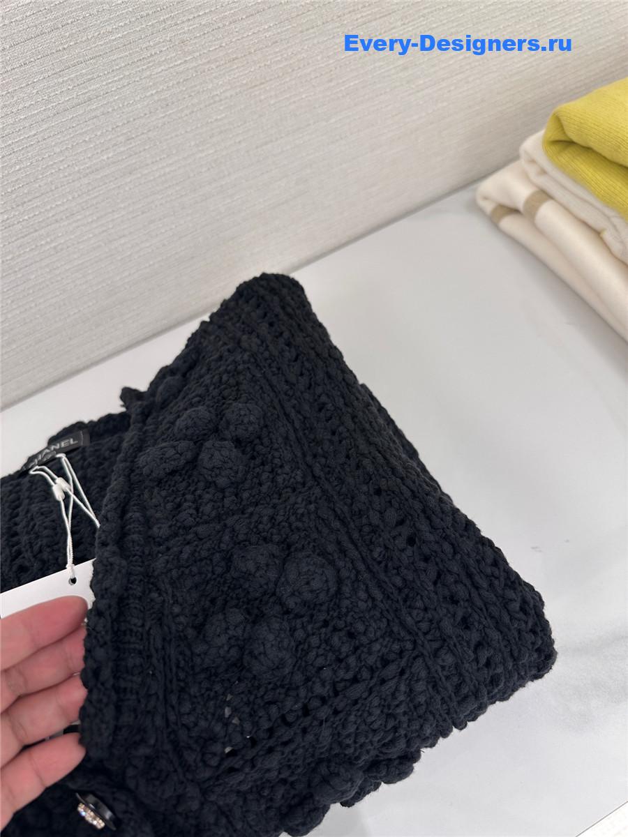 Ch**el black v-neck cutout cardigan