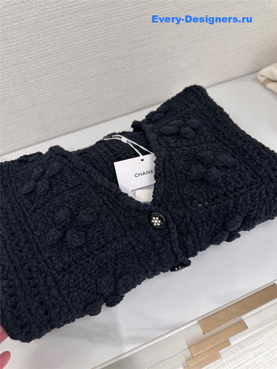 Ch**el black v-neck cutout cardigan