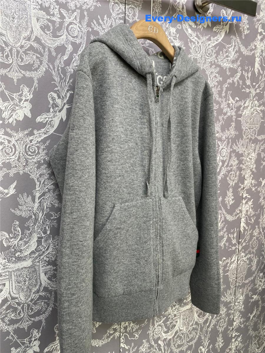 Gvc*1 gg wool hooded zip-up jacket in grey