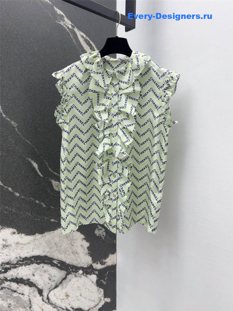 Ch**el logo print silk vest