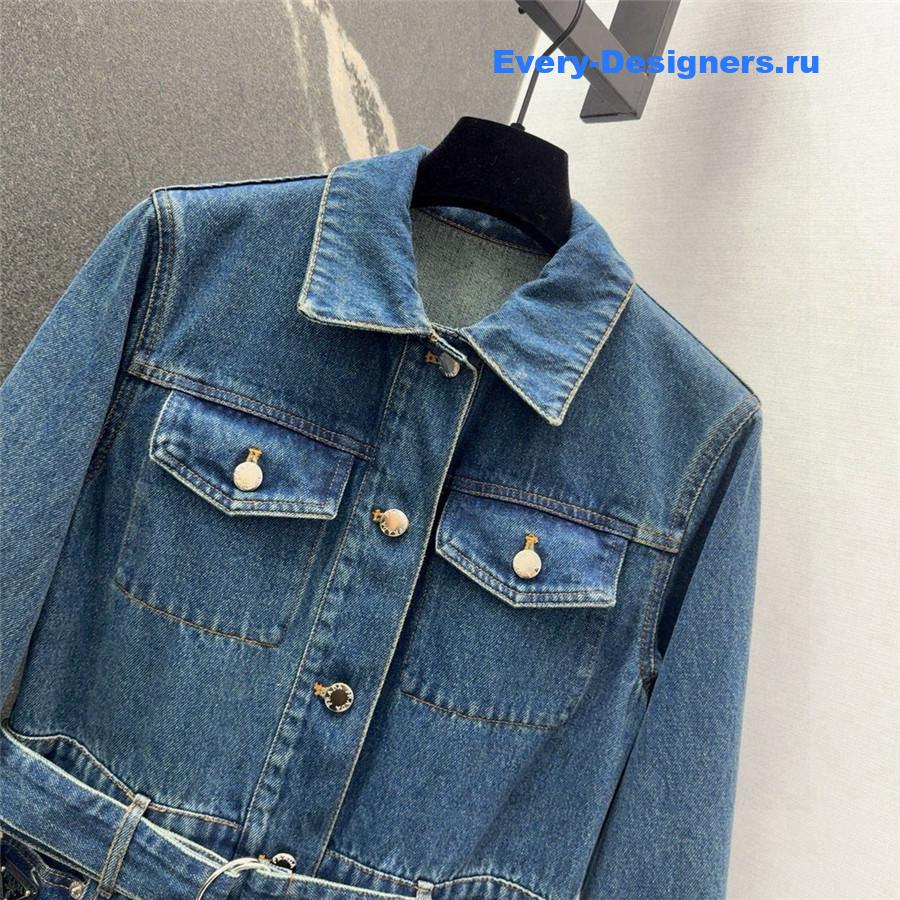 Pra*a belted denim jumpsuit in blue