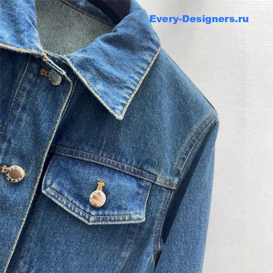 Pra*a belted denim jumpsuit in blue