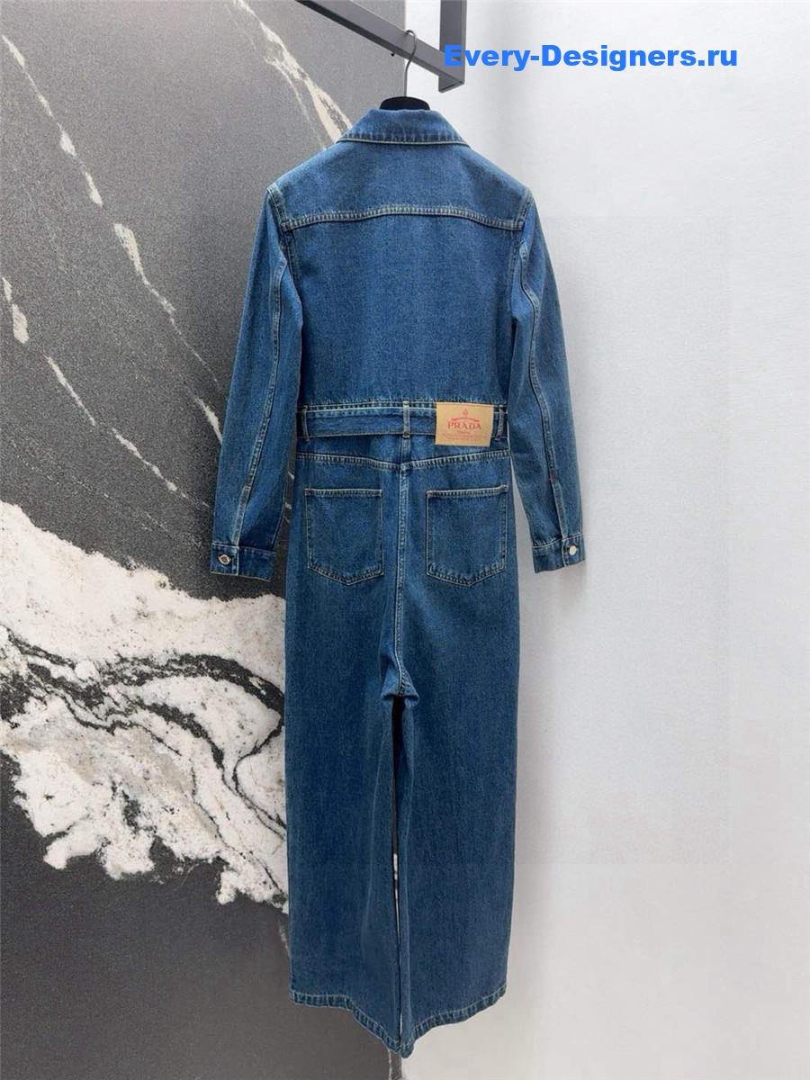 Pra*a belted denim jumpsuit in blue