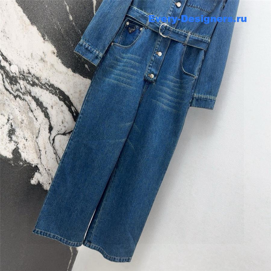 Pra*a belted denim jumpsuit in blue
