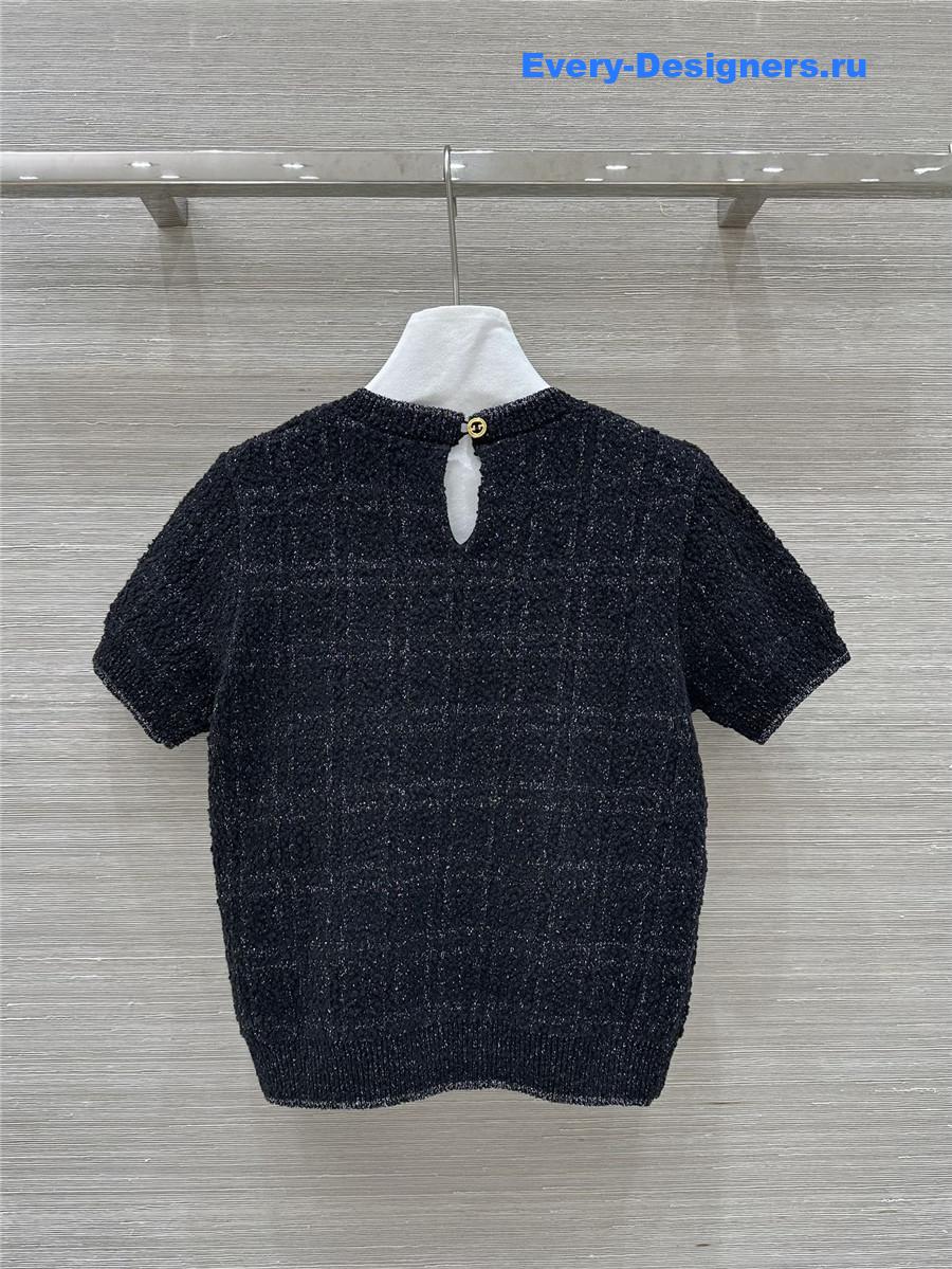 Gvc*1 gold check short-sleeved top black