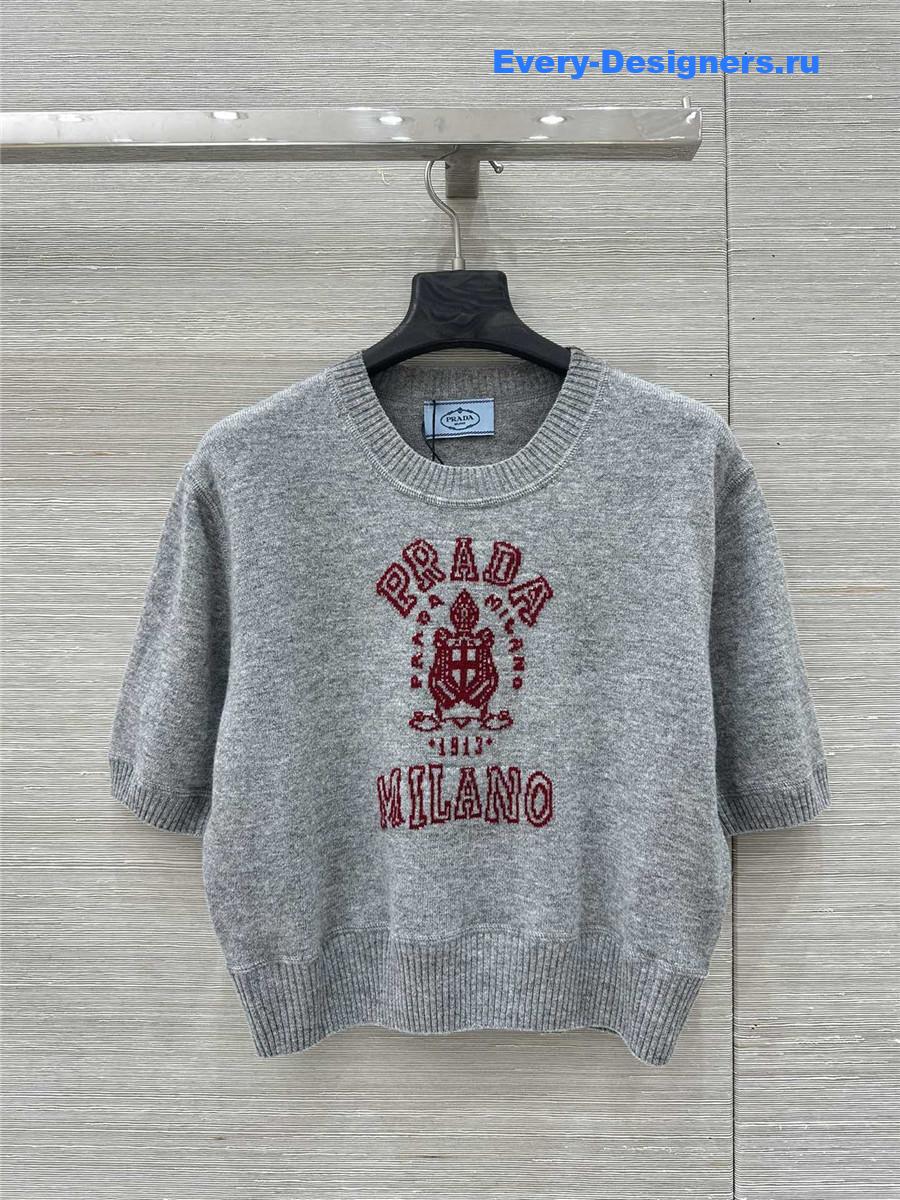 Pra*a logo grey cashmere sweater