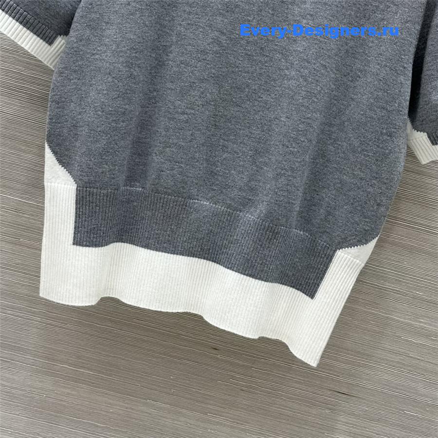 Miu Miu Gray Knitted Crew-Neck Sweater