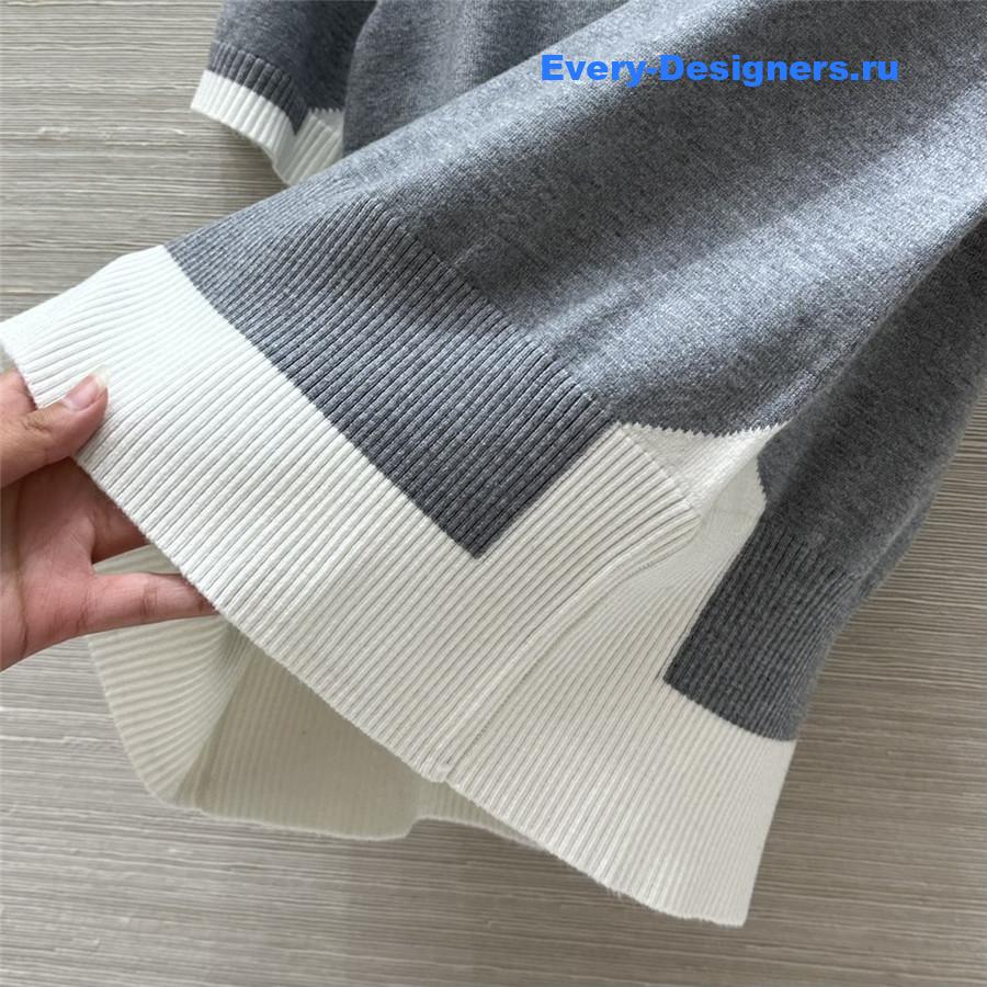 Miu Miu Gray Knitted Crew-Neck Sweater