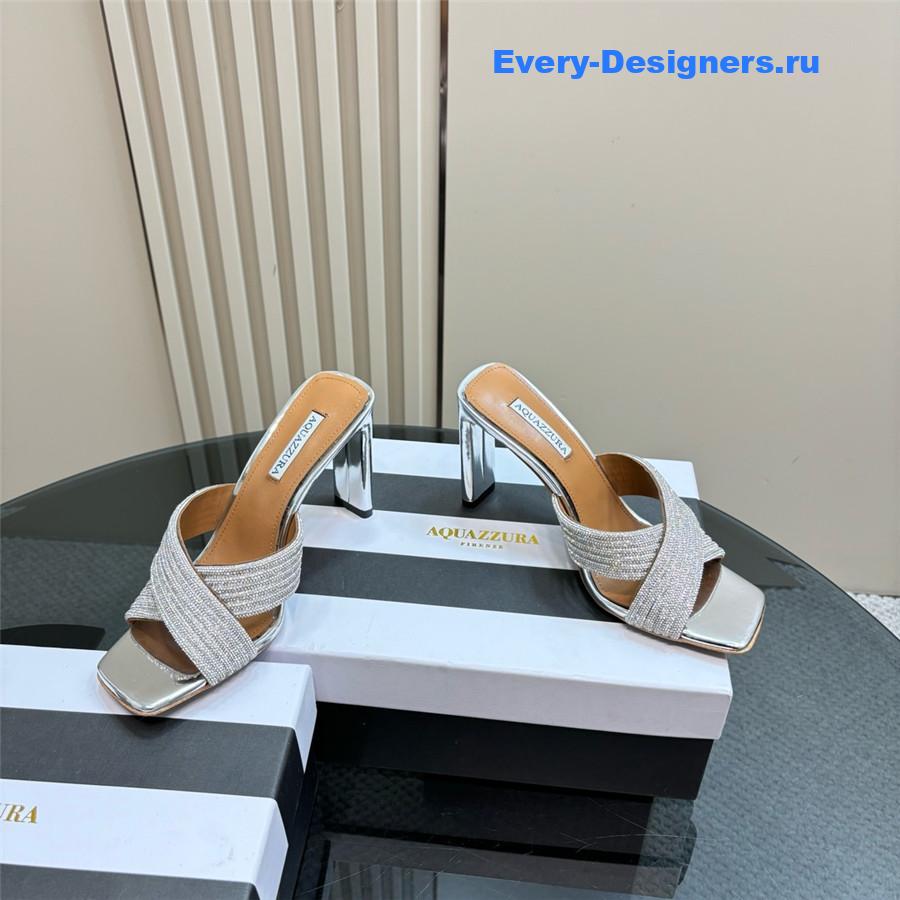 Aquazzura Gatsby Silver Embellished Mule