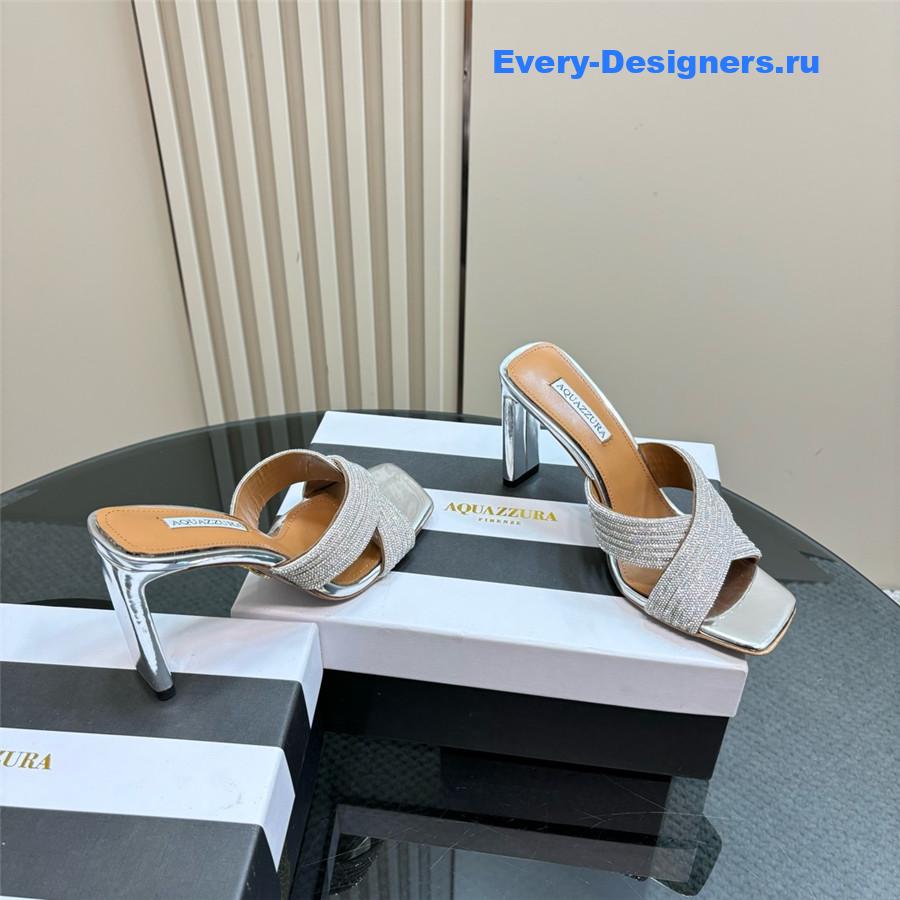 Aquazzura Gatsby Silver Embellished Mule