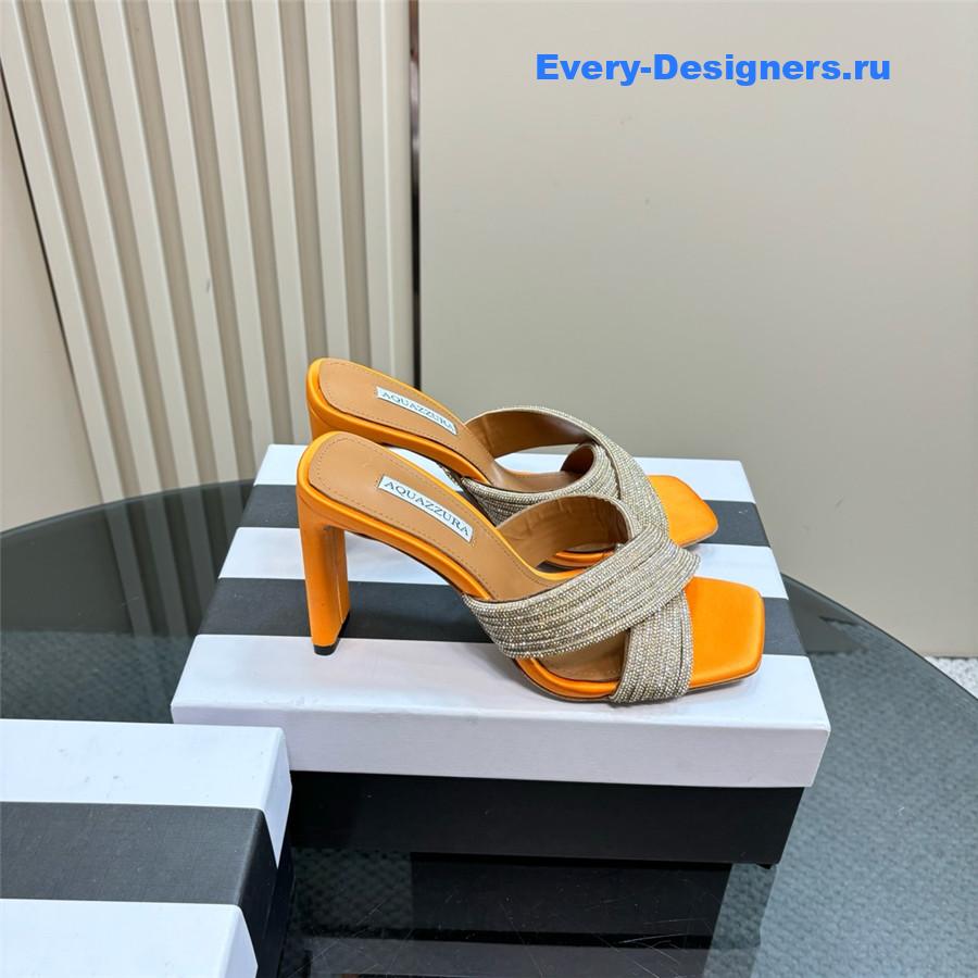 Aquazzura Gatsby Orange Silver Embellished Mule