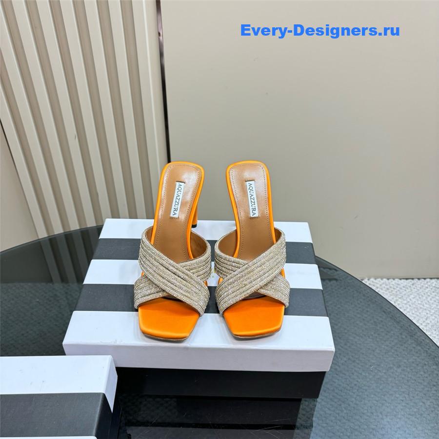 Aquazzura Gatsby Orange Silver Embellished Mule