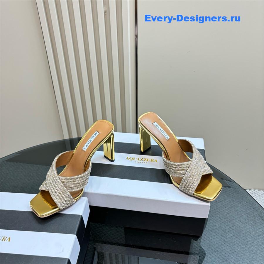 Aquazzura Gatsby Gold Embellished Mule