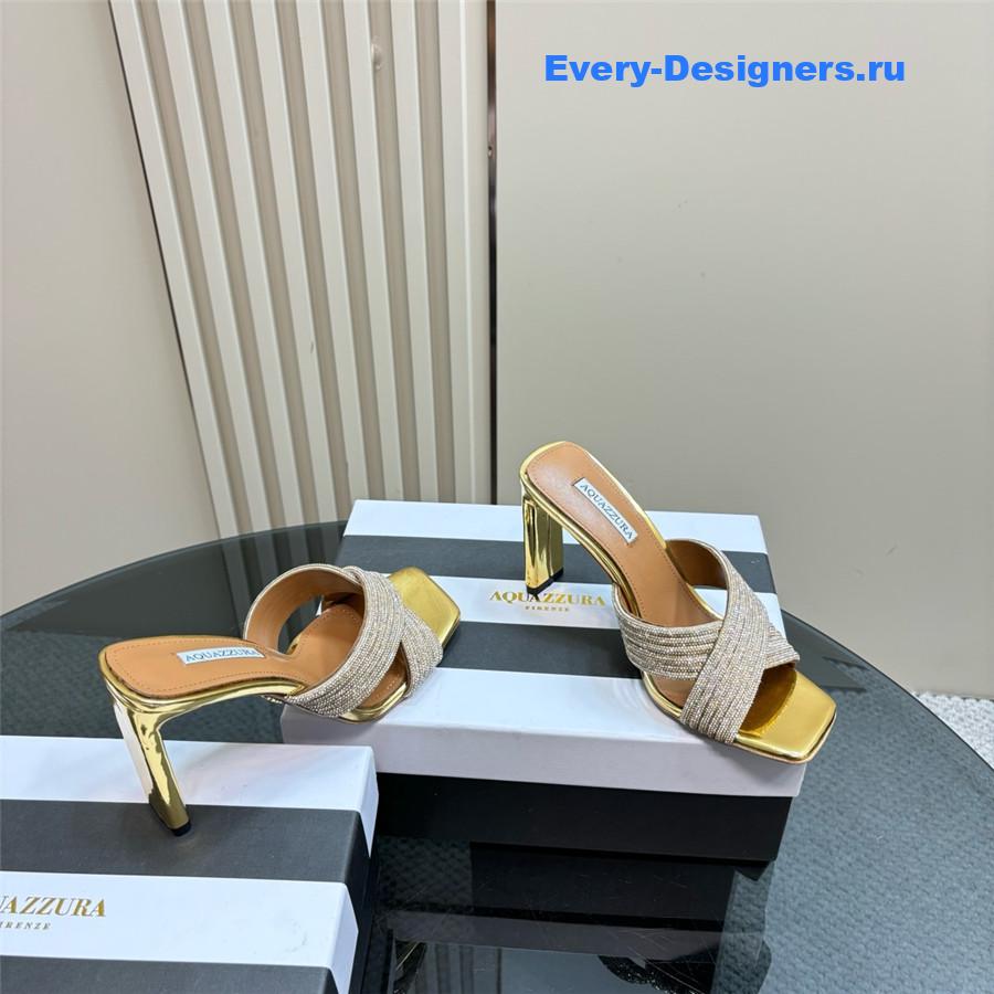 Aquazzura Gatsby Gold Embellished Mule