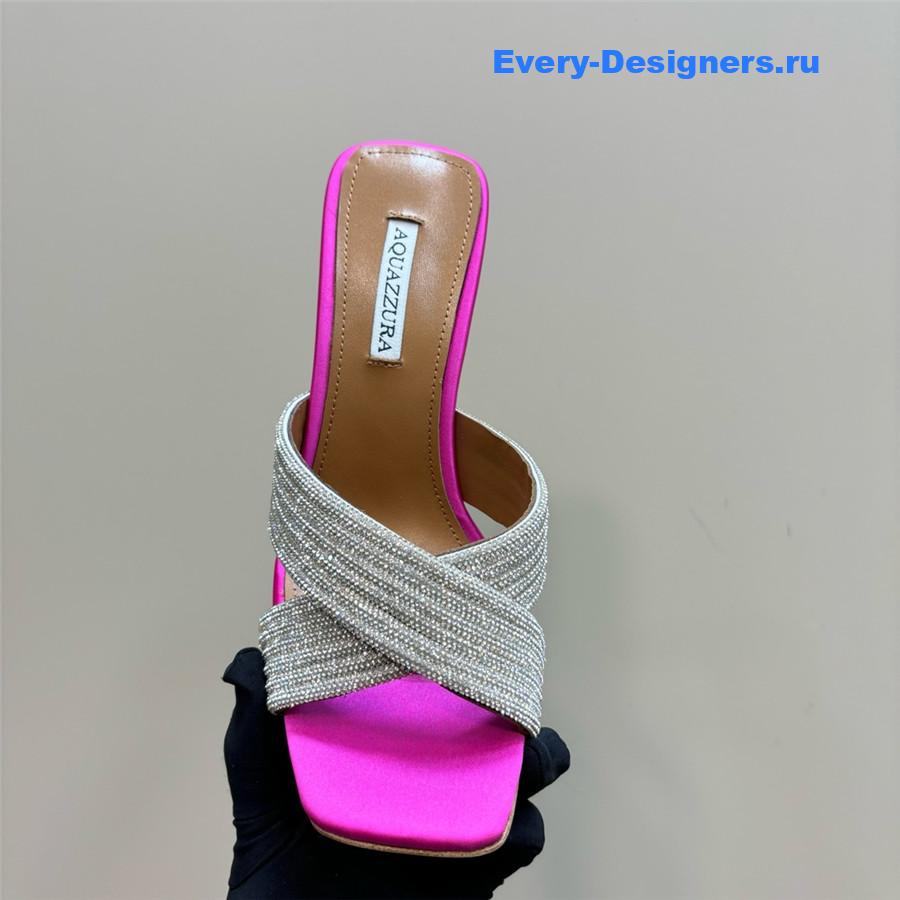 Aquazzura Gatsby Fuchsia Silver Embellished Mule