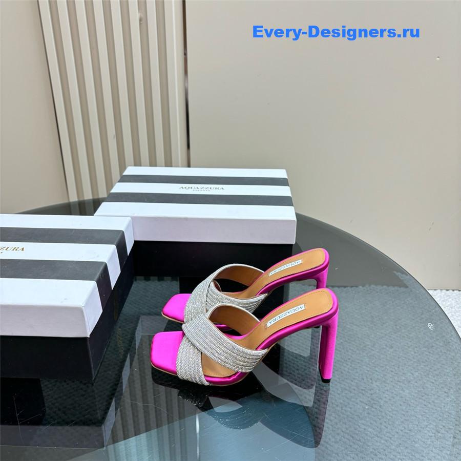 Aquazzura Gatsby Fuchsia Silver Embellished Mule