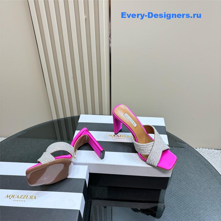 Aquazzura Gatsby Fuchsia Silver Embellished Mule