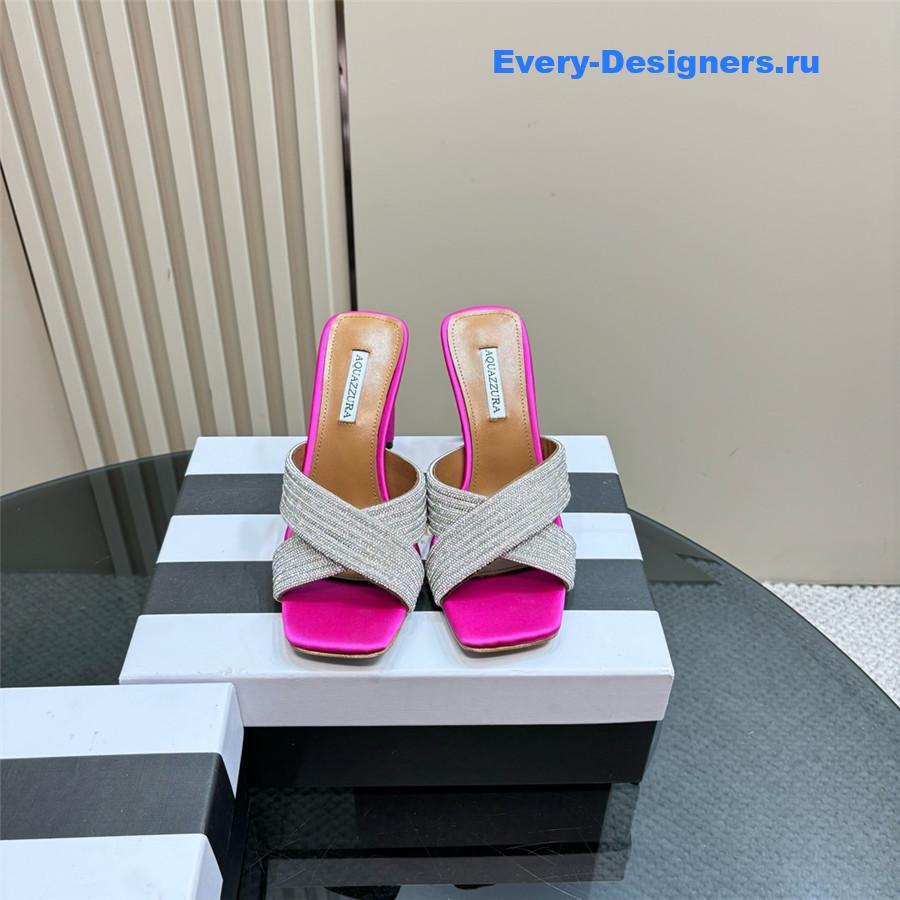 Aquazzura Gatsby Fuchsia Silver Embellished Mule