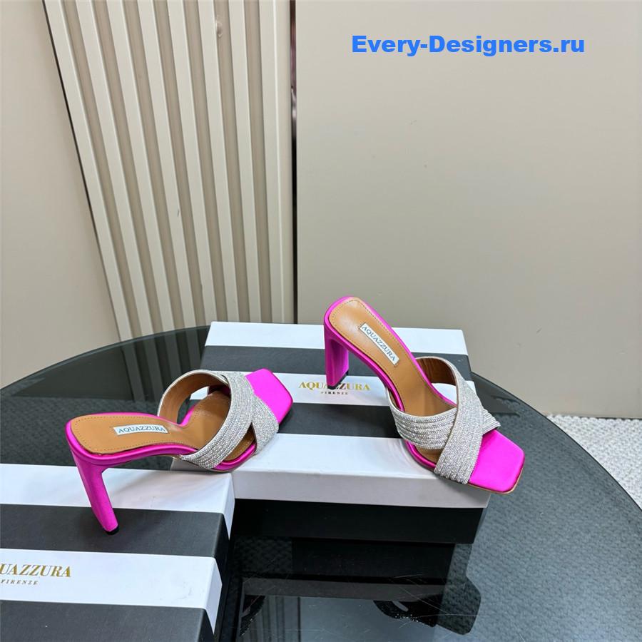 Aquazzura Gatsby Fuchsia Silver Embellished Mule