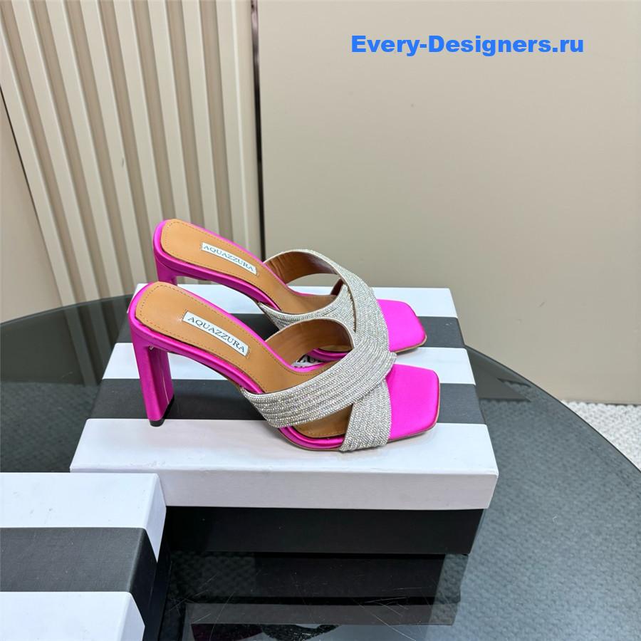 Aquazzura Gatsby Fuchsia Silver Embellished Mule