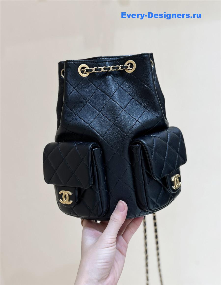 Ch**el black lambskin backpack