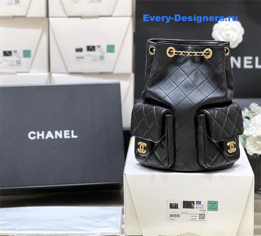 Ch**el black lambskin backpack