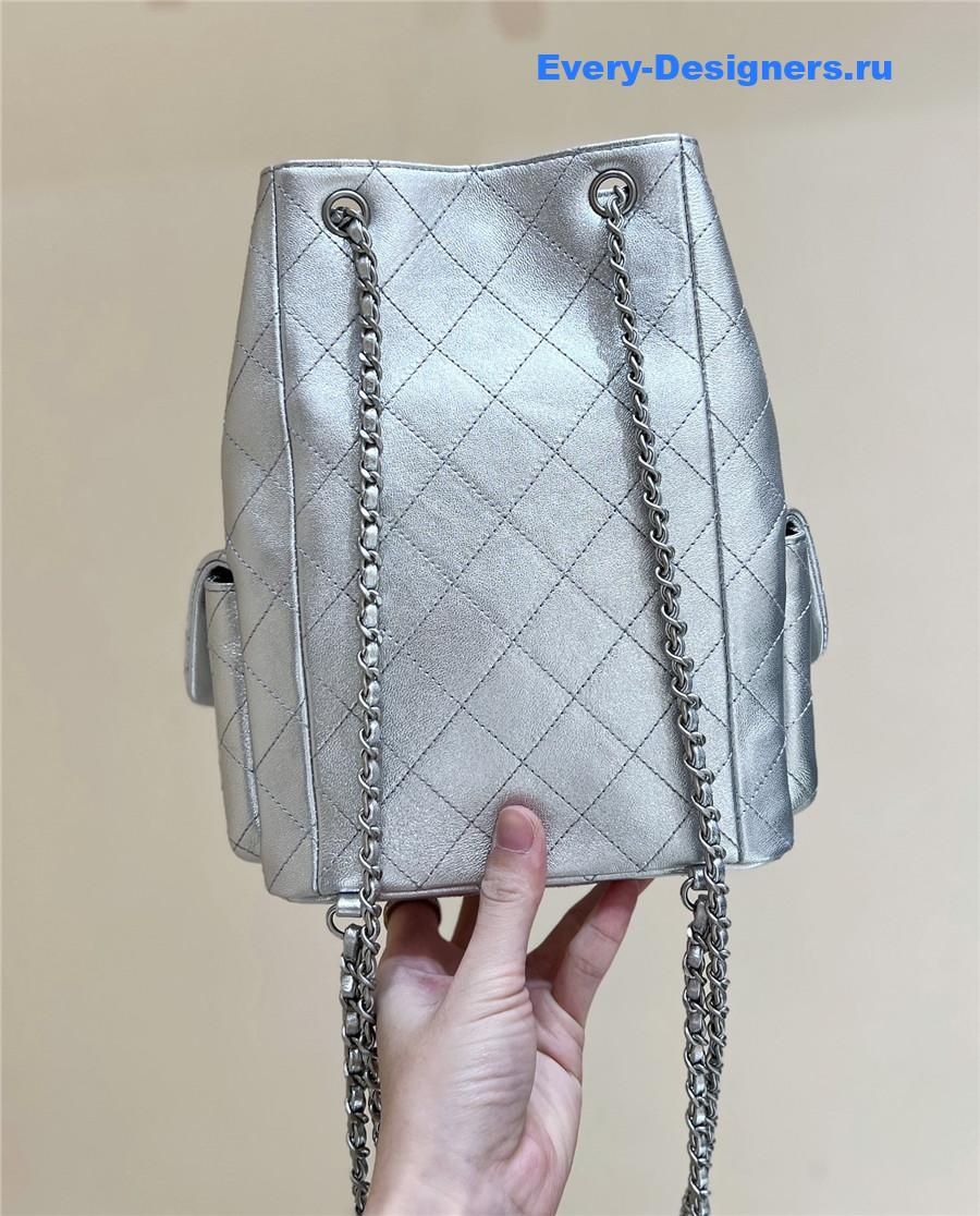 Ch**el silver lambskin backpack