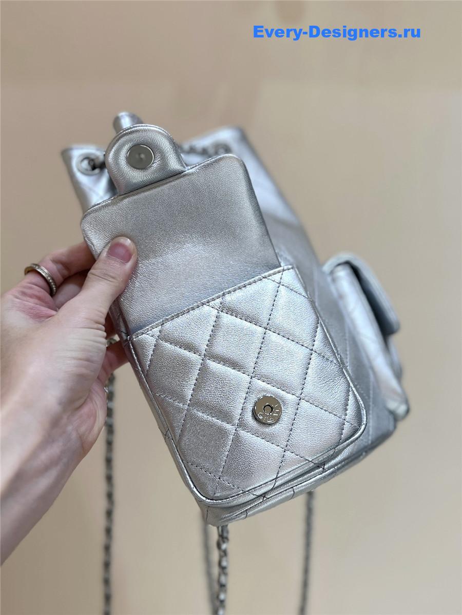 Ch**el silver lambskin backpack