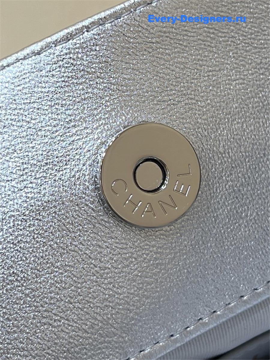 Ch**el silver lambskin backpack