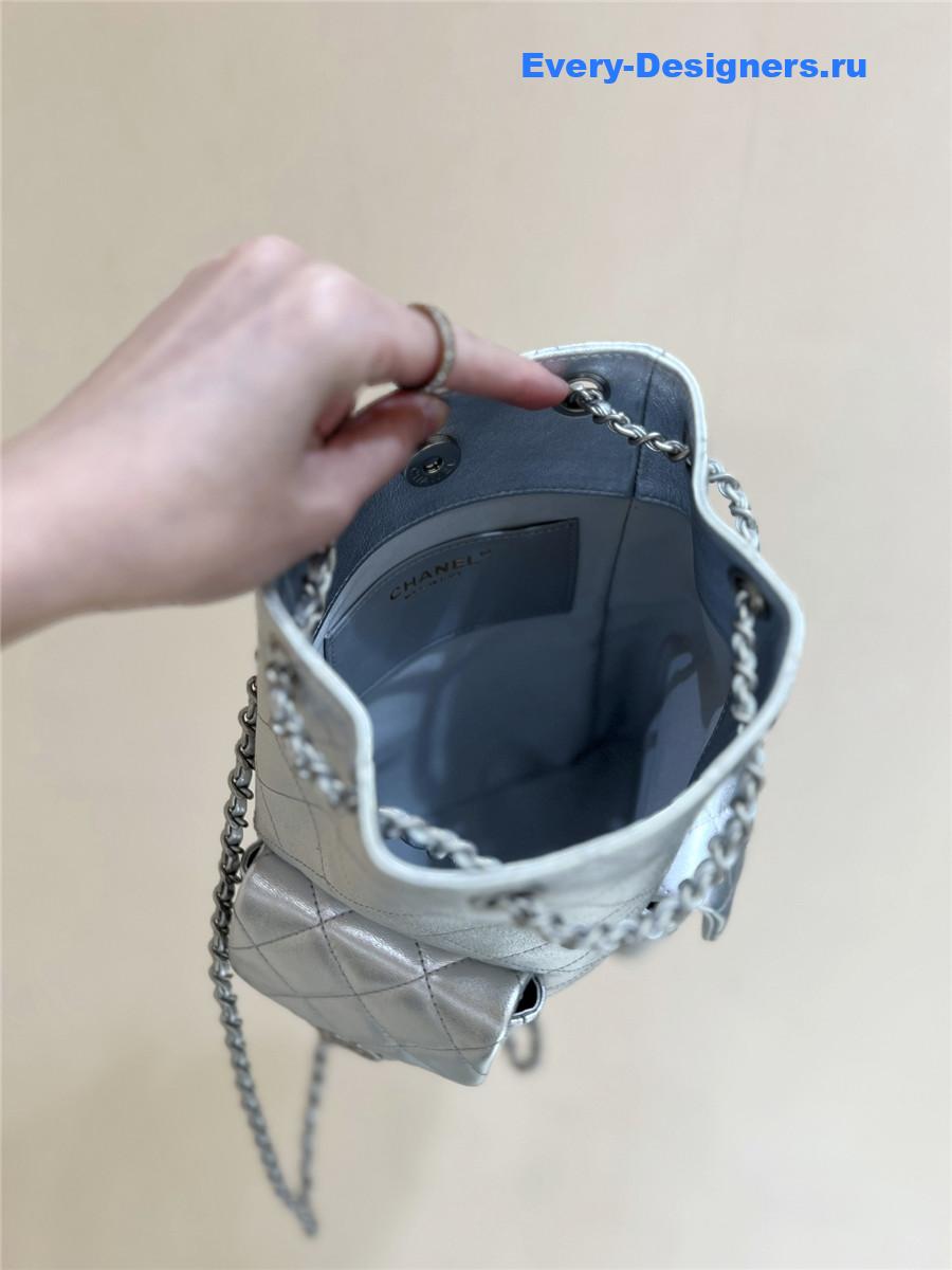 Ch**el silver lambskin backpack