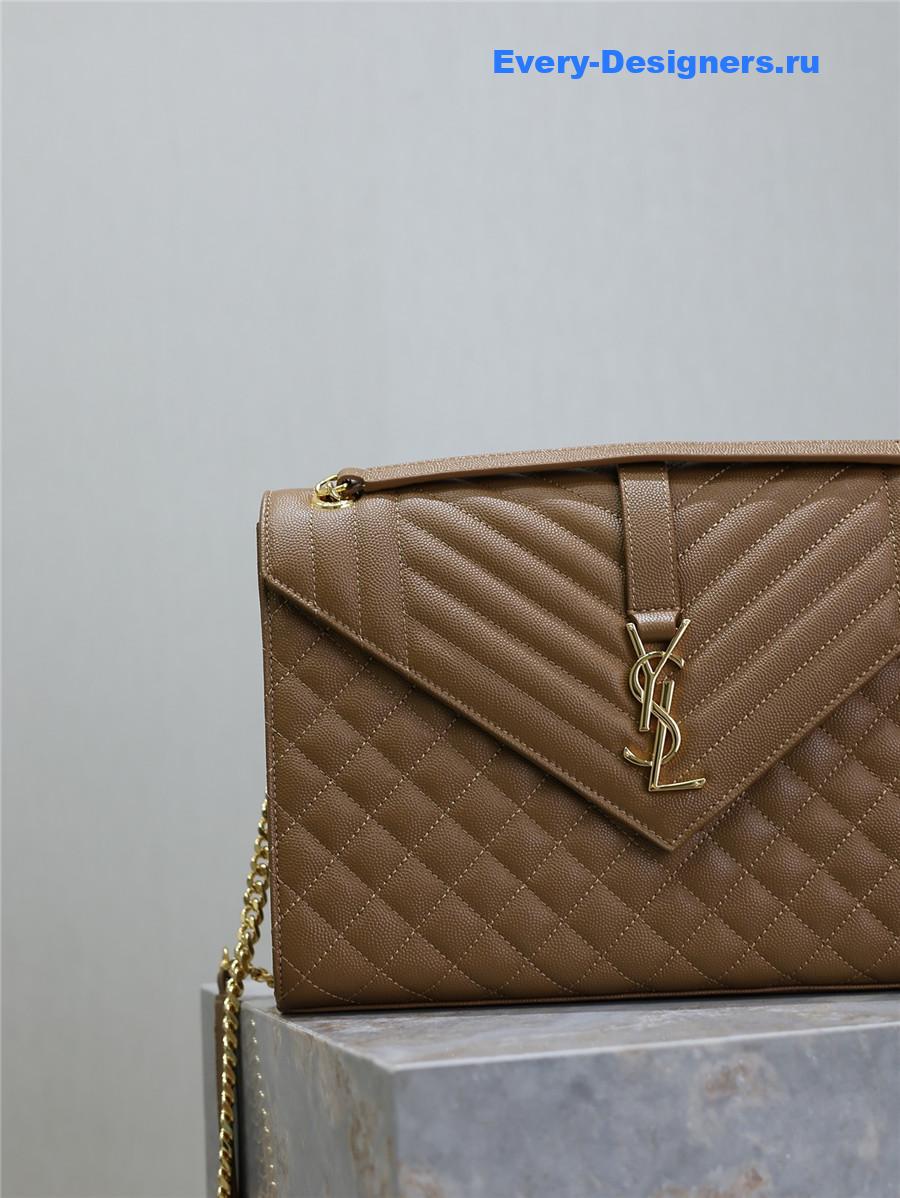 Sa1nt Lau*nt envelope triquilt large bag in brown