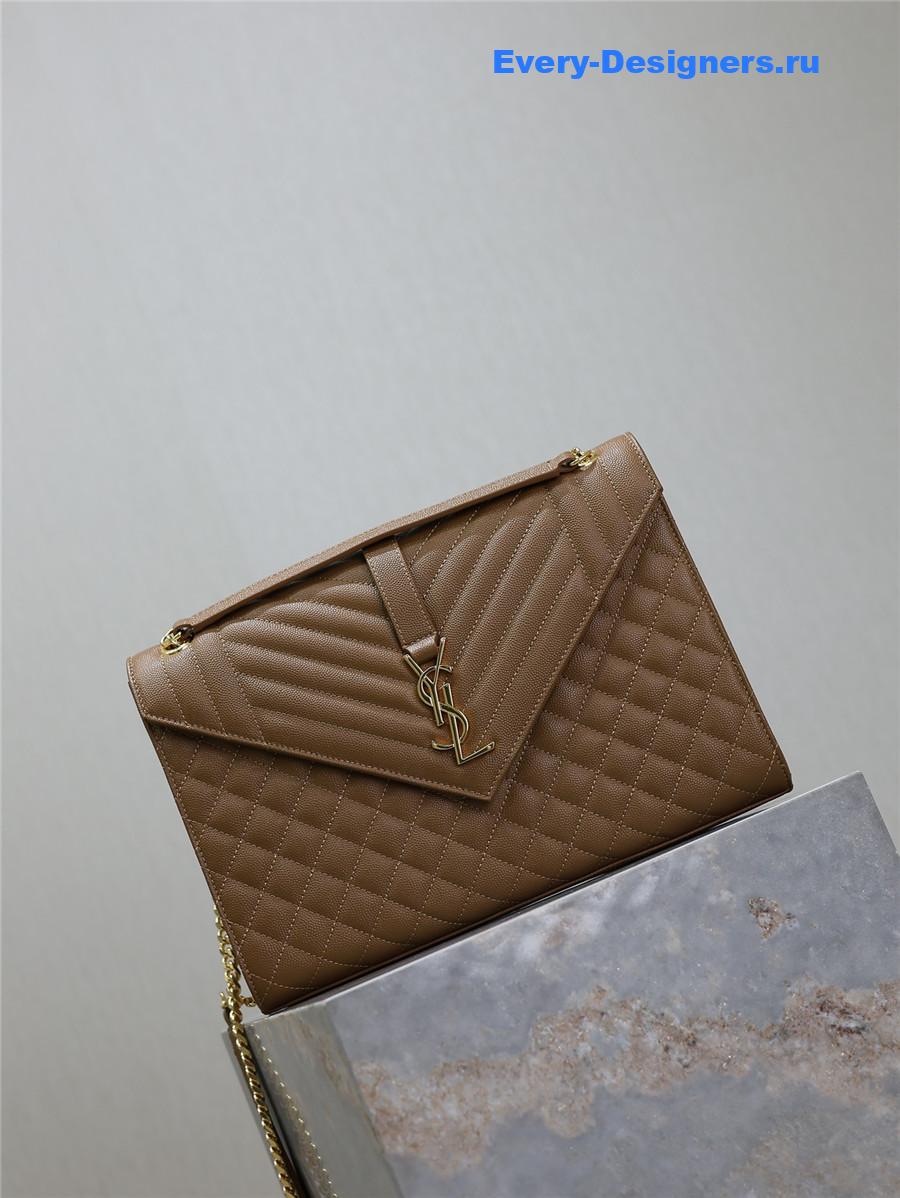 Sa1nt Lau*nt envelope triquilt large bag in brown