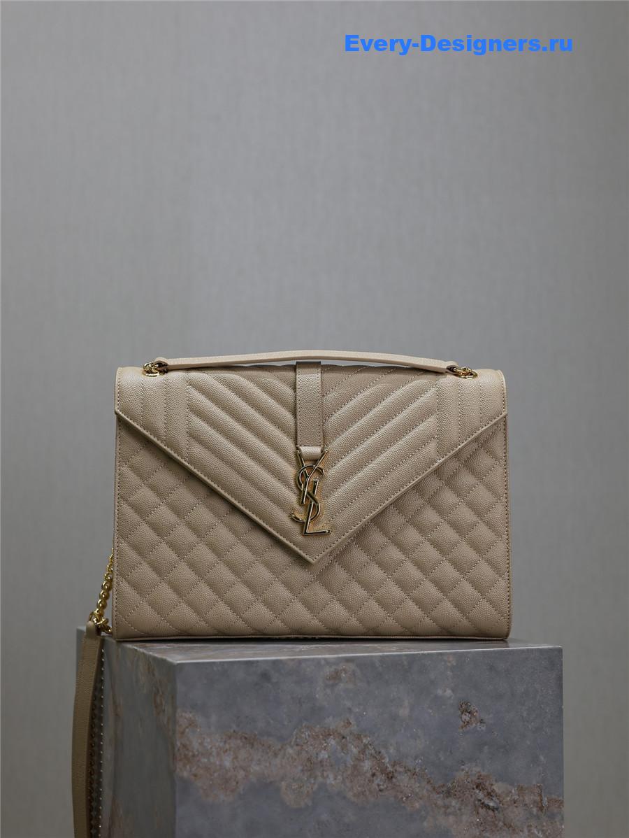 Sa1nt Lau*nt envelope triquilt large bag in beige