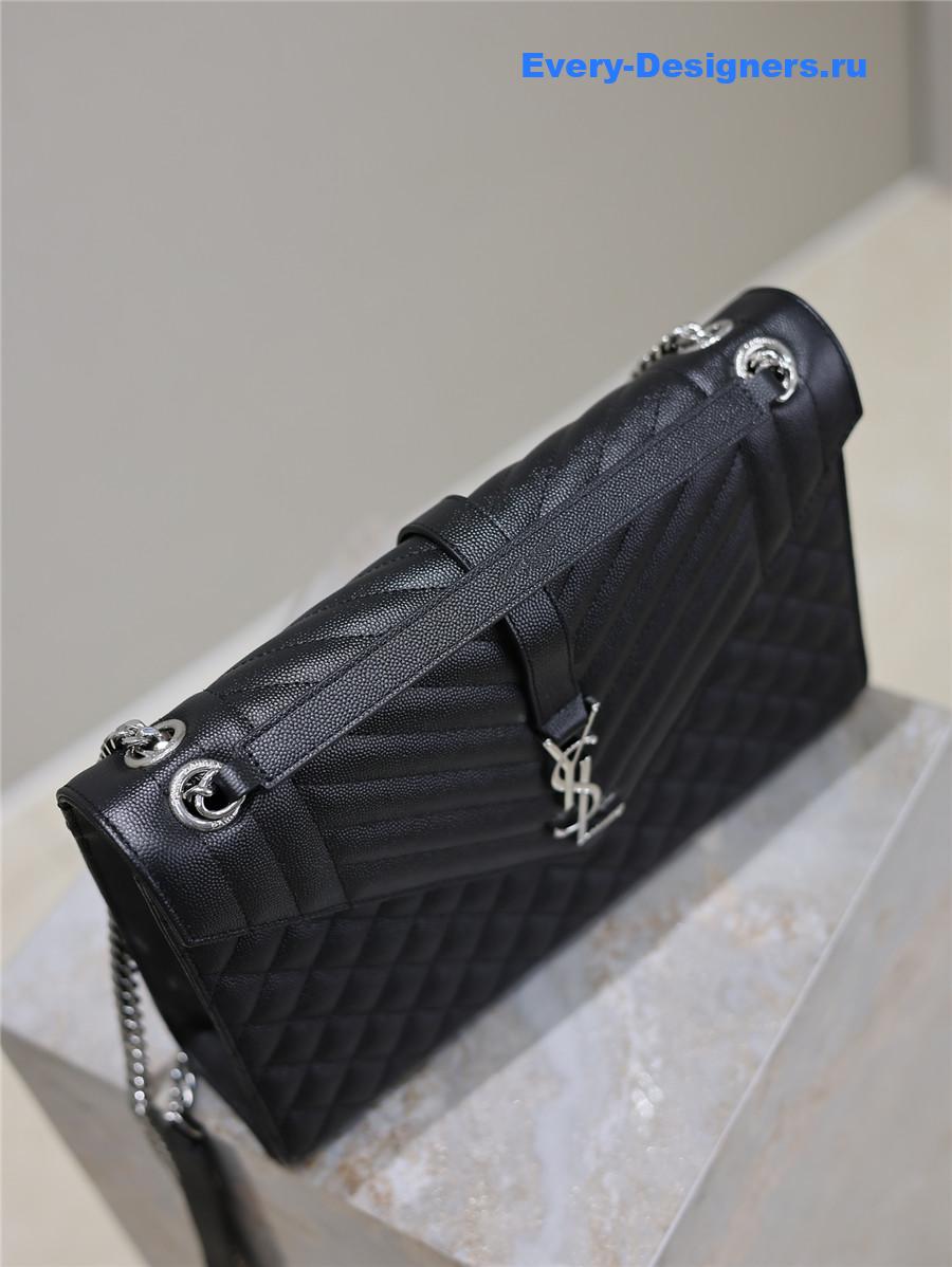 Sa1nt Lau*nt envelope triquilt large bag silver