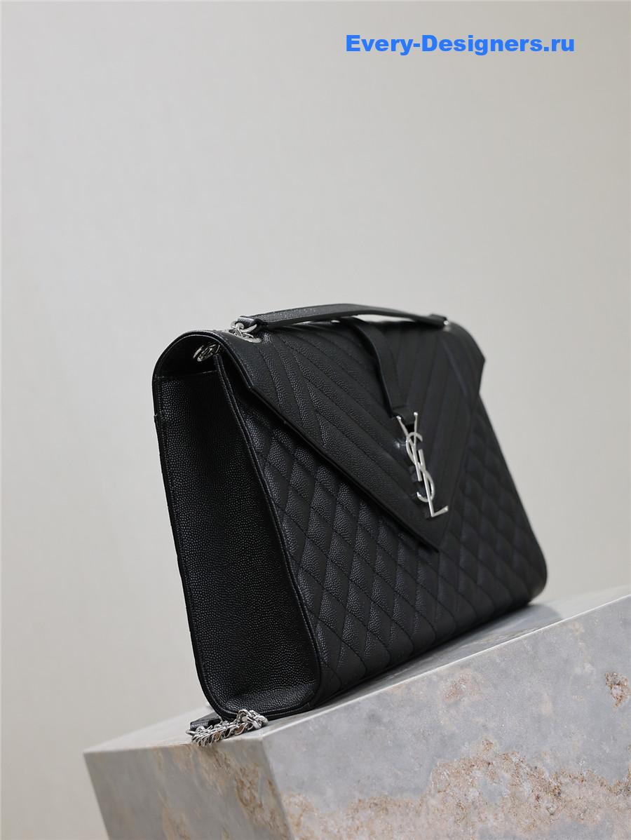 Sa1nt Lau*nt envelope triquilt large bag silver