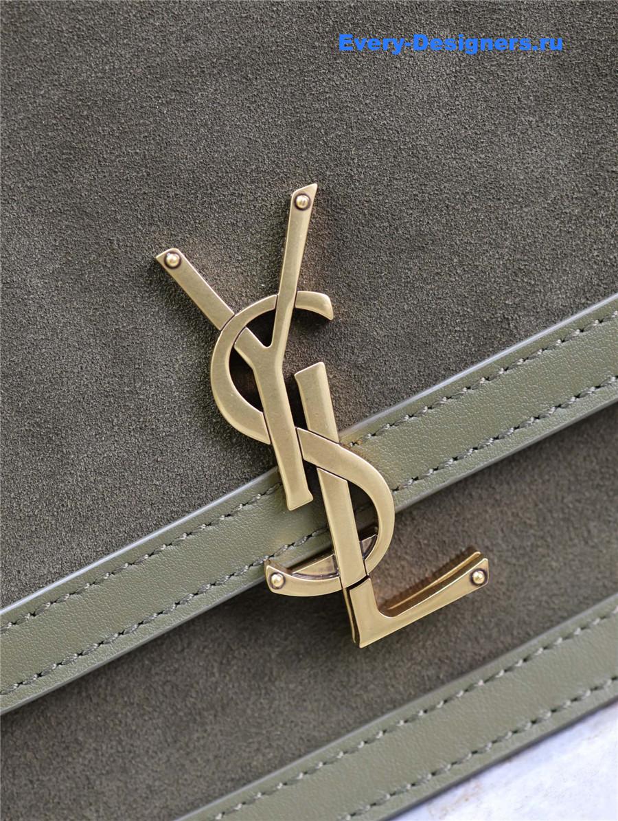 Sa1nt Lau*nt suede solferino satchel bag green
