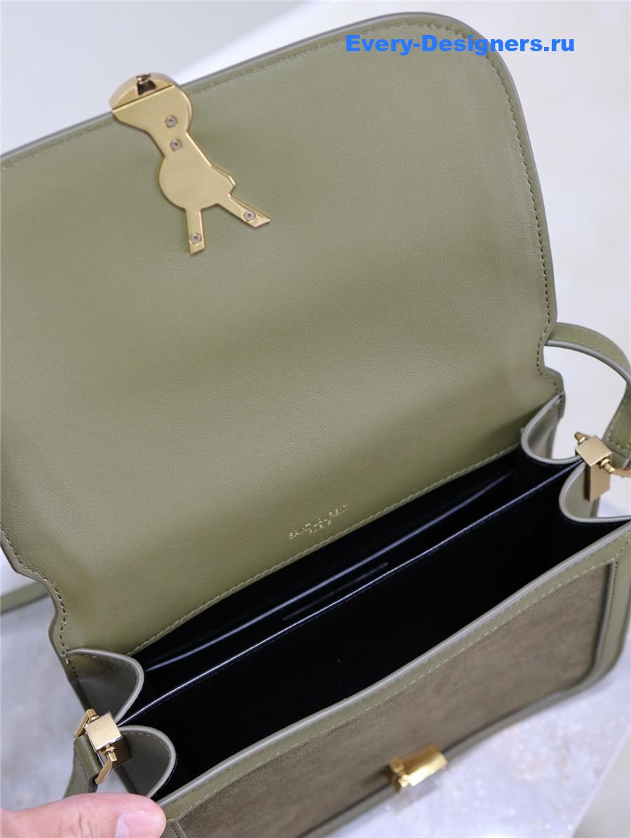 Sa1nt Lau*nt suede solferino satchel bag green