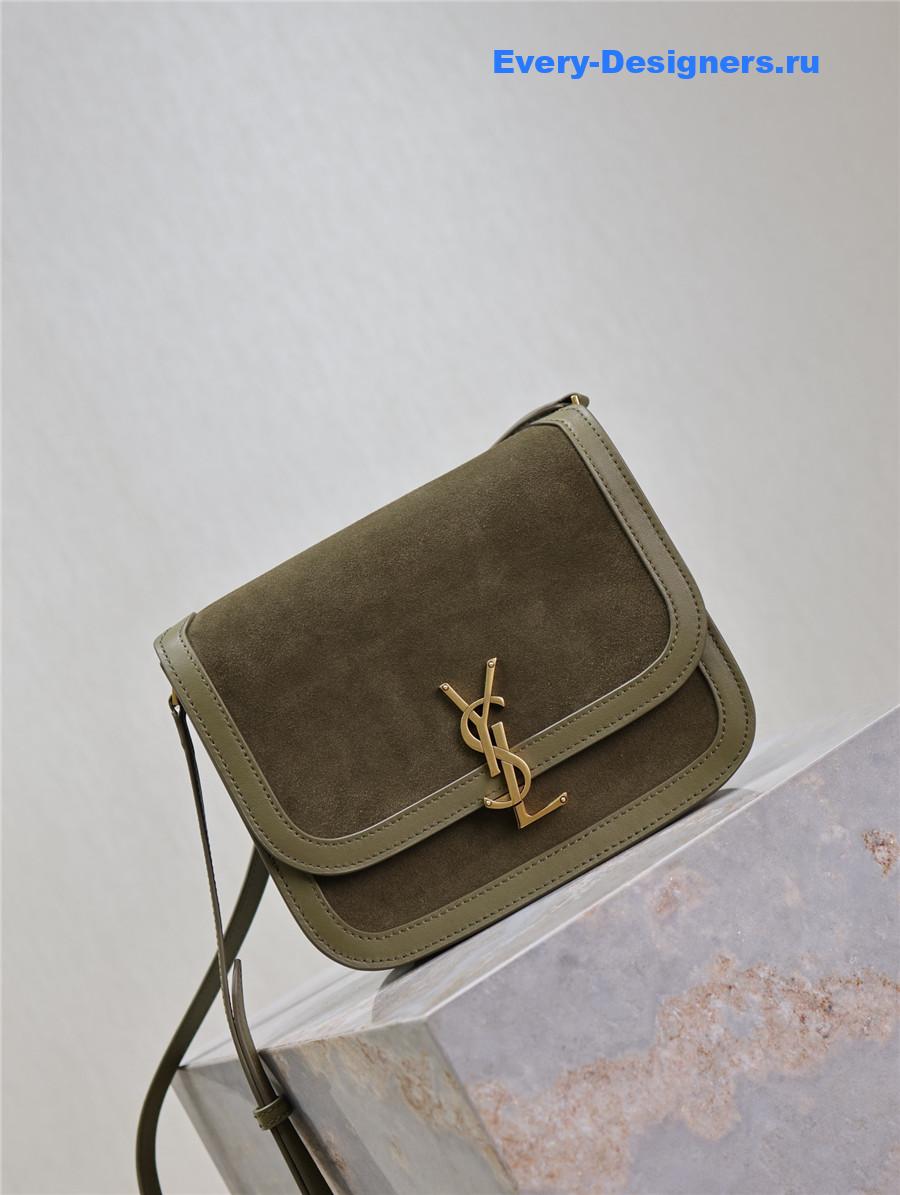 Sa1nt Lau*nt suede solferino satchel bag green