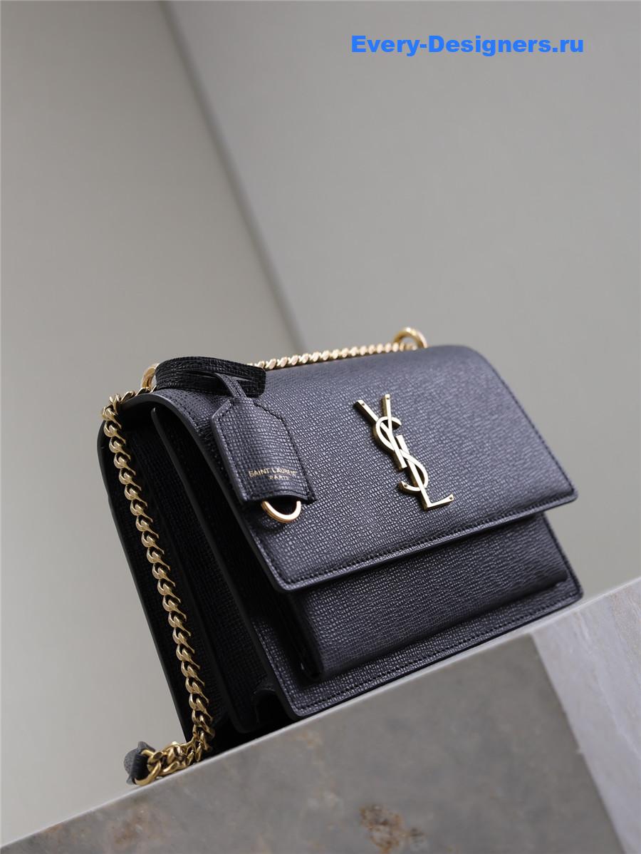 Sa1nt Lau*nt sunset medium leather shoulder bag black