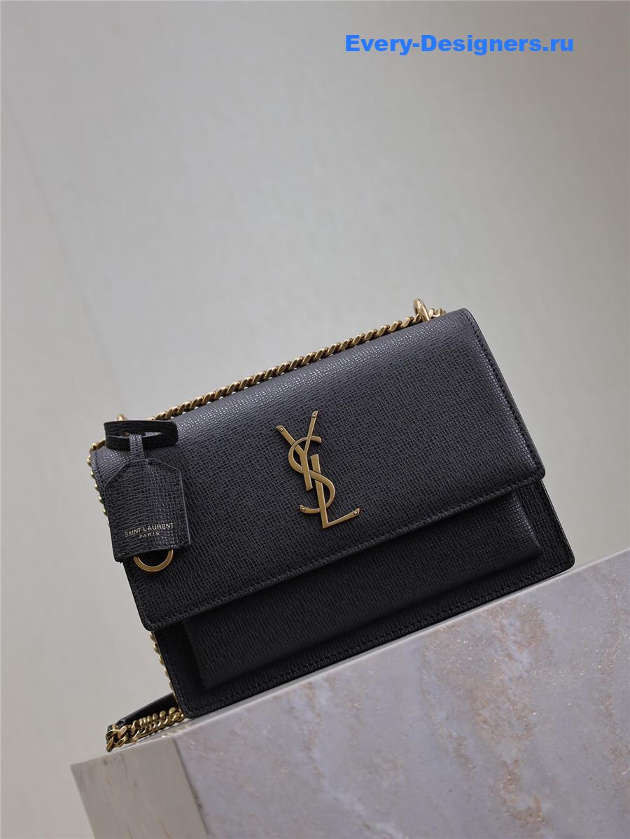 Sa1nt Lau*nt sunset medium leather shoulder bag black