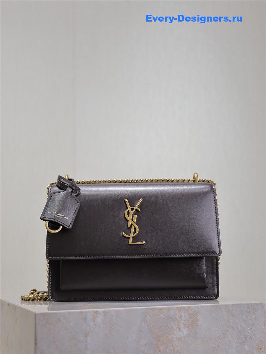 Sa1nt Lau*nt sunset medium leather shoulder bag brown